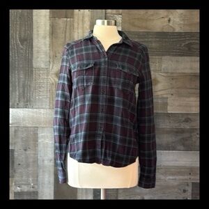 Paige flannel button up top small purple plaid skater dark romantic whimsigoth